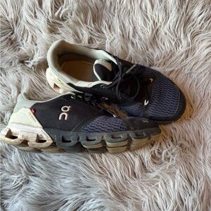 On Running Black and Tan Athletic Shoes